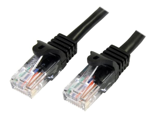 StarTech.com 0.5m Black Cat5e / Cat 5 Snagless Ethernet Patch Cable 0.5 m - Koblingskabel - RJ-45 (hann) til RJ-45 (hann) - 50 cm - UTP - CAT 5e - fl