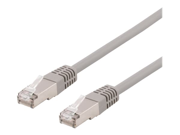 DELTACO - Koblingskabel - RJ-45 (hann) til RJ-45 (hann) - 30 cm - U/FTP - CAT 6a - halogenfri, formstøpt - grå