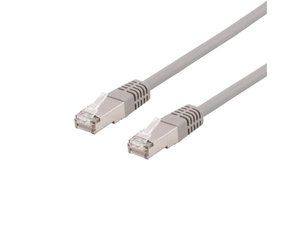 DELTACO - Koblingskabel - RJ-45 (hann) til RJ-45 (hann) - 30 cm - U/FTP - CAT 6a - halogenfri, formstøpt - grå