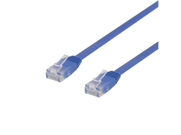 DELTACO - Koblingskabel - RJ-45 (hann) til RJ-45 (hann) - 30 cm - UTP - CAT 6 - flat - blå