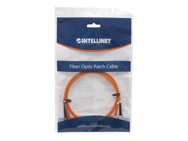 Intellinet Fiber Optic Patch Cable, OM1, ST/SC, 2m, Orange, Duplex, Multimode, 62.5/125 µm, LSZH, Fibre, Lifetime Warranty, Polybag - Patch-kabel - S