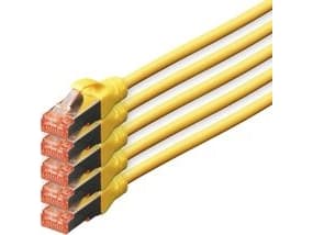 DIGITUS Professional - Patchkabel - RJ-45 (han) til RJ-45 (han) - 10 m - SFTP - CAT 6 - booted, halogenfri, formet, knastfri - gul (pakke med 5)