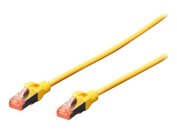 DIGITUS Professional - Patchkabel - RJ-45 (han) til RJ-45 (han) - 10 m - SFTP - CAT 6 - booted, halogenfri, formet, knastfri - gul (pakke med 5)