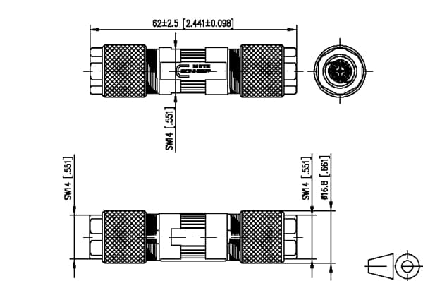 BTR NETCOM 130863-02-E, Rustfritt stål, IP67, ISO/IEC 11801 Ed.2.2:2011-06, IEC 61156-5 Ed.2.1:2012-12, 1,68 cm, 64 mm, 1 stykker