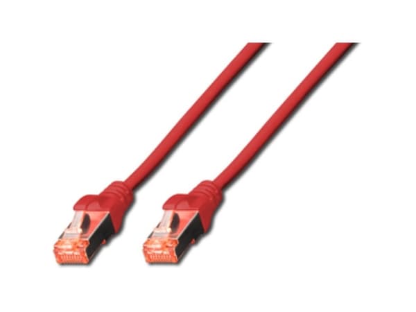 DIGITUS - Koblingskabel - RJ-45 (hann) til RJ-45 (hann) - 50 cm - SFTP - CAT 6 - med støvel, halogenfri, uten hindringer - rød, RAL 3020