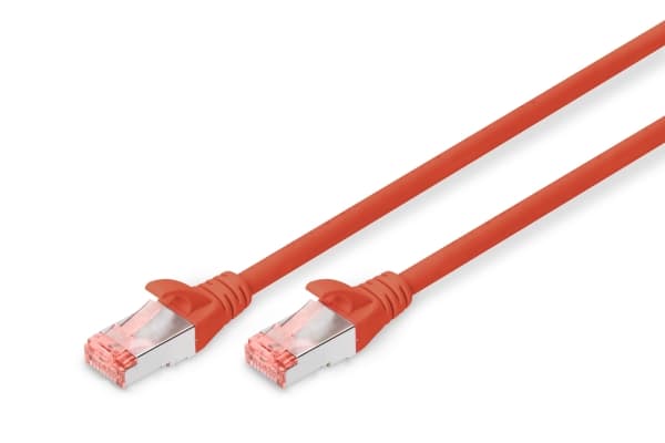 DIGITUS - Koblingskabel - RJ-45 (hann) til RJ-45 (hann) - 50 cm - SFTP - CAT 6 - med støvel, halogenfri, uten hindringer - rød, RAL 3020