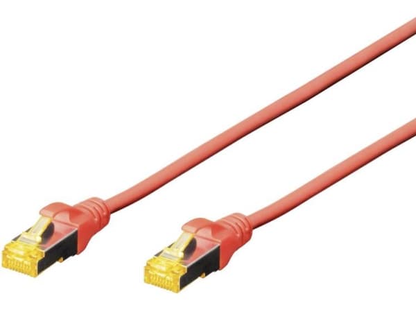 DIGITUS Professional - Koblingskabel - RJ-45 (hann) til RJ-45 (hann) - 25 cm - SFTP - CAT 6a - med støvel, halogenfri, uten hindringer - rød