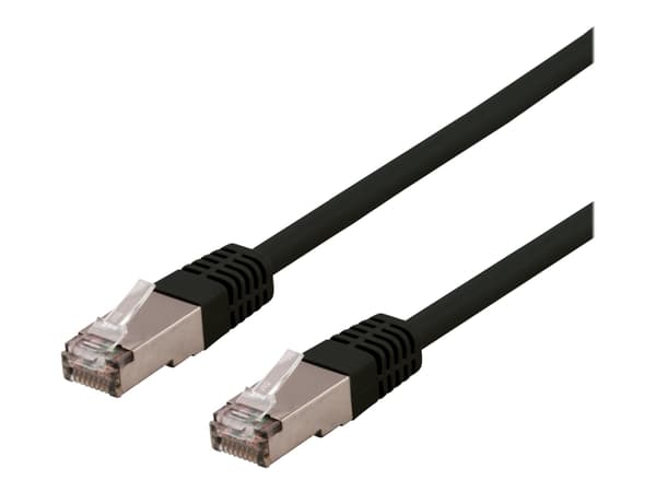 DELTACO SFTP-60SH - Liitäntäkaapeli - RJ-45 (uros) RJ-45 (uros) - 50 cm - SFTP - CAT 6 - halogeeniton, muotoiltu - musta