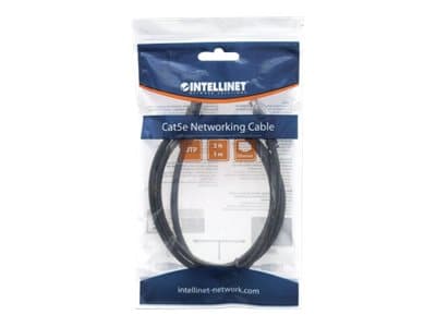 Intellinet Network Patch Cable, Cat5e, 1m, Black, CCA, U/UTP, PVC, RJ45, Gold Plated Contacts, Snagless, Booted, Lifetime Warranty, Polybag - Kobling