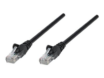 Intellinet Network Patch Cable, Cat5e, 1m, Black, CCA, U/UTP, PVC, RJ45, Gold Plated Contacts, Snagless, Booted, Lifetime Warranty, Polybag - Kobling