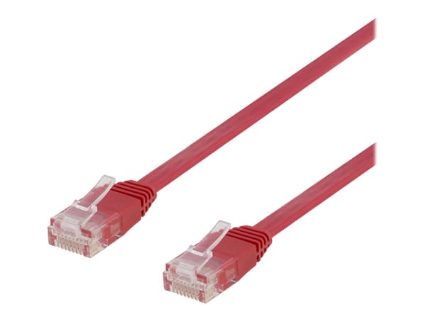DELTACO - Koblingskabel - RJ-45 (hann) til RJ-45 (hann) - 30 cm - UTP - CAT 6 - flat - rød