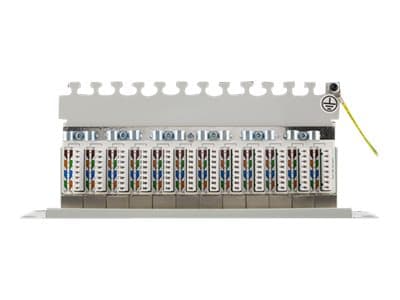 DELTACO 10-PATCH14 - Koblingspanel - rackmonterbar - CAT 6a - STP - RJ-45 X 12 - grå - 10"