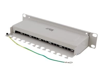 DELTACO 10-PATCH14 - Koblingspanel - rackmonterbar - CAT 6a - STP - RJ-45 X 12 - grå - 10"
