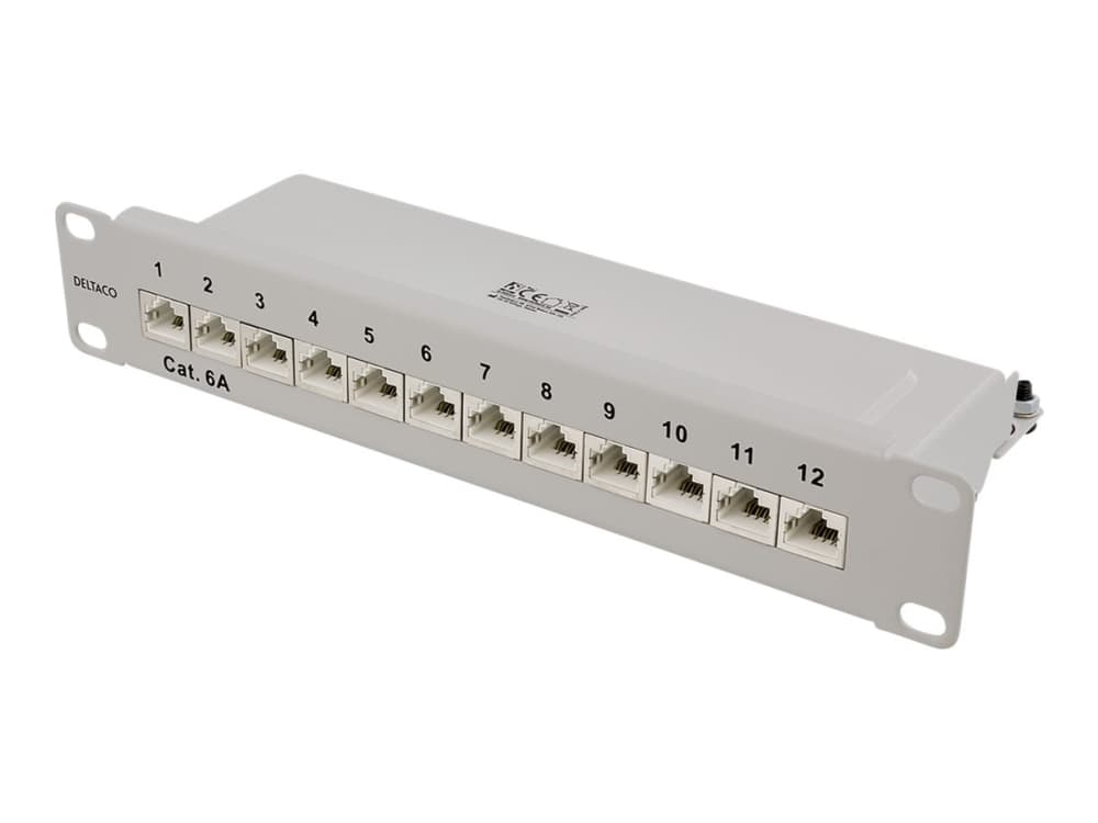 DELTACO 10-PATCH14 - Patch-panel - rackmontering - RJ-45 X 12 - grå - 10"