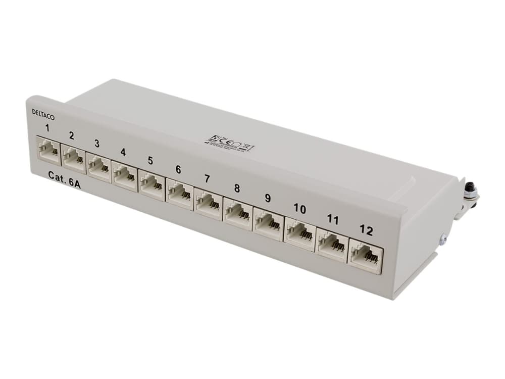 DELTACO PAN-212 - Patch-panel - väggmontering - RJ-45 X 12 - grå