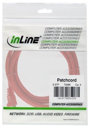 InLine 4043718088843, 5 m, Cat6a, S/FTP (S-STP), RJ-45, RJ-45, Rød