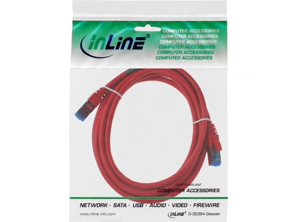 InLine 4043718088843, 5 m, Cat6a, S/FTP (S-STP), RJ-45, RJ-45, Rød