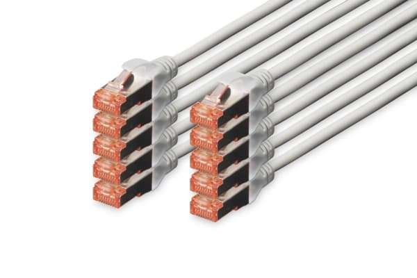 DIGITUS Professional - Patchkabel - RJ-45 (han) til RJ-45 (han) - 5 m - SFTP, PiMF - CAT 6e - IEEE 802.3 - halogenfri, formet, knastfri - grå (pakke