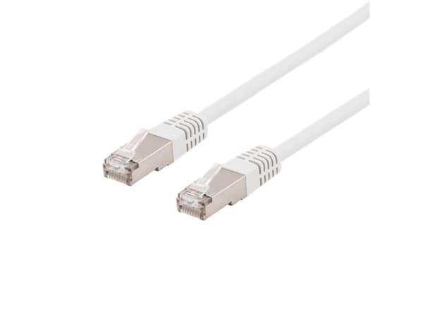 DELTACO SFTP-603VH - Liitäntäkaapeli - RJ-45 (uros) RJ-45 (uros) - 30 cm - SFTP - CAT 6 - halogeeniton, muotoiltu - valkoinen - valkoinen