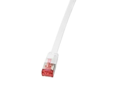 LogiLink - Liitäntäkaapeli - RJ-45 (uros) - RJ-45 (uros) - 7,5 m - U/FTP, PiMF - CAT 6 - muotoiltu, solmuton, litteä - valkoinen - valkoinen