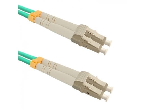 Qoltec - Patchkabel - LC/UPC multimodus (hann) til LC/UPC multimodus (hann) - 5 m. - fiberoptikk - dupleks - 50 / 125 my - OM4 - halogenfri - mint