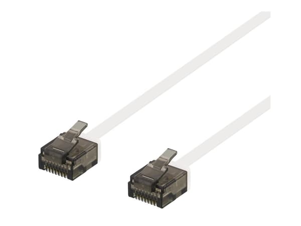 DELTACO - Koblingskabel - RJ-45 (hann) til RJ-45 (hann) - 15 cm - UTP - CAT 6a - flat - hvit