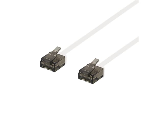DELTACO - Koblingskabel - RJ-45 (hann) til RJ-45 (hann) - 15 cm - UTP - CAT 6a - flat - hvit