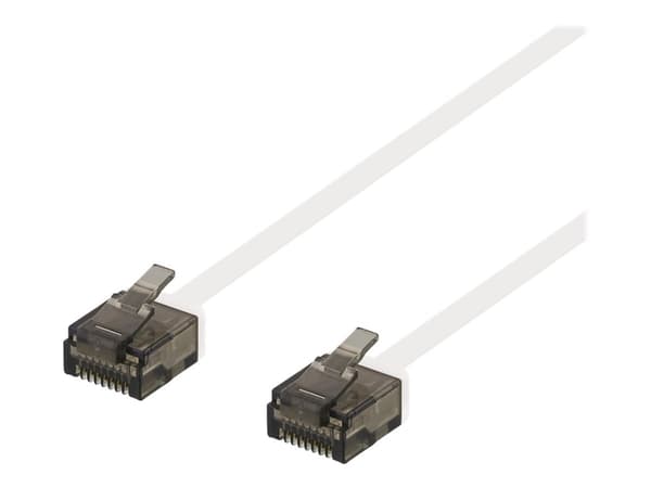 DELTACO - Koblingskabel - RJ-45 (hann) til RJ-45 (hann) - 15 cm - UTP - CAT 6a - flat - hvit