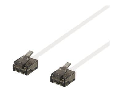 DELTACO - Koblingskabel - RJ-45 (hann) til RJ-45 (hann) - 15 cm - UTP - CAT 6a - flat - hvit