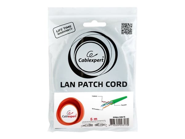 Cablexpert - Liitäntäkaapeli - RJ-45 (uros) - RJ-45 (uros) - 5 m - UTP - CAT 6 - muotoiltu, säikeistetty - vihreä