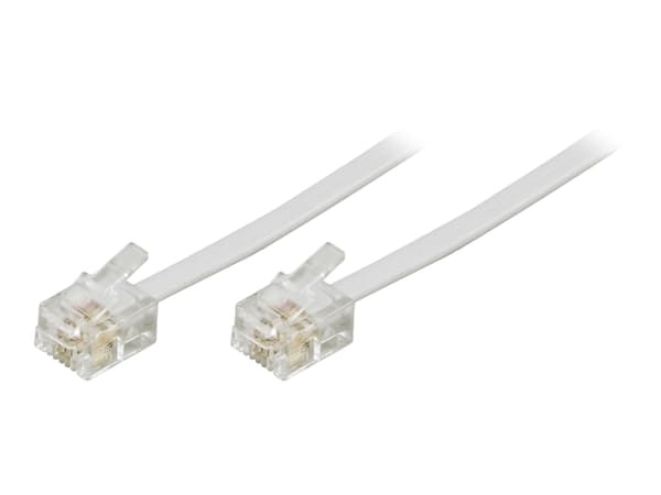 DELTACO DEL-161F - Telefonkabel - RJ-11 (hane) till RJ-11 (hane) - 5 m - vit