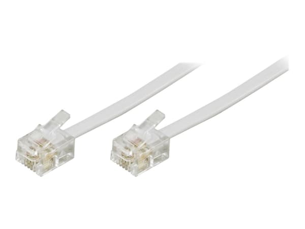 DELTACO DEL-161F - Telefonkabel - RJ-11 (hane) till RJ-11 (hane) - 5 m - vit
