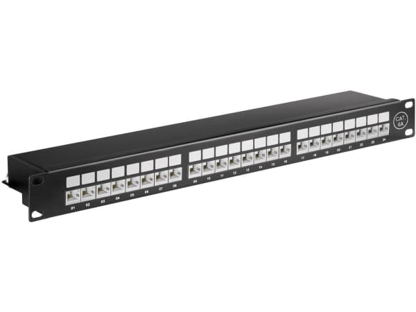 Microconnect PP-022, RJ-45, Cat6a, Musta, Telinekiinnitys, 1U, 483 mm