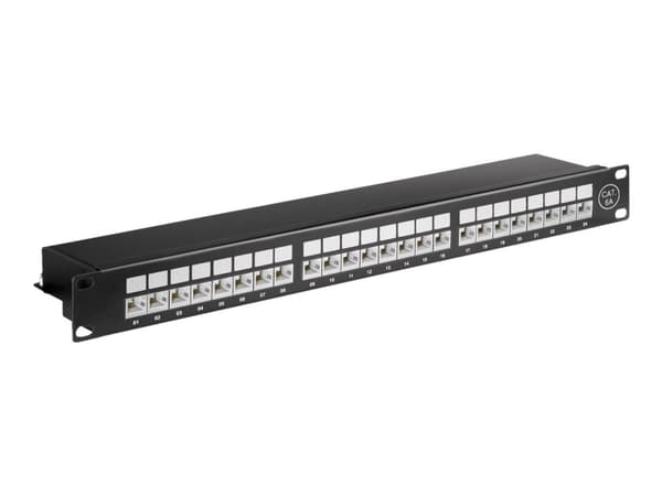 Microconnect PP-022, RJ-45, Cat6a, Musta, Telinekiinnitys, 1U, 483 mm musta