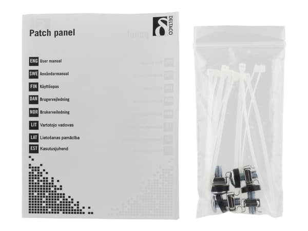 DELTACO 10-PATCH16 - Koblingspanel - rackmonterbar - CAT 6 - UTP - RJ-45 X 12 - svart - 1U - 10"