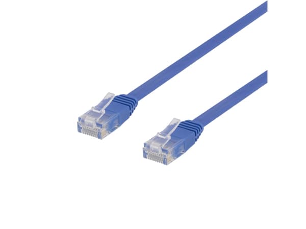 DELTACO U/UTP Cat6 patch cable, flat, 1.5m, 250MHz, blue