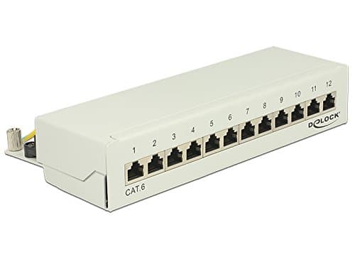 Delock - Koblingspanel - CAT 6 - RJ-45 X 12 - lysegrå, RAL 7035