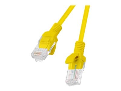 Lanberg - Liitäntäkaapeli - RJ-45 (uros) RJ-45 (uros) - 25 cm - UTP - CAT 5e - muotoiltu, solmuton, säikeistetty - keltainen, RAL 1016
