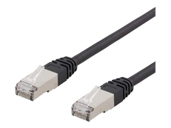 DELTACO - Liitäntäjohto - RJ-45 (uros) RJ-45 (uros) - 5 m - SFTP - CAT 6 - muotoiltu, sisä- ja ulkokäyttöön - musta