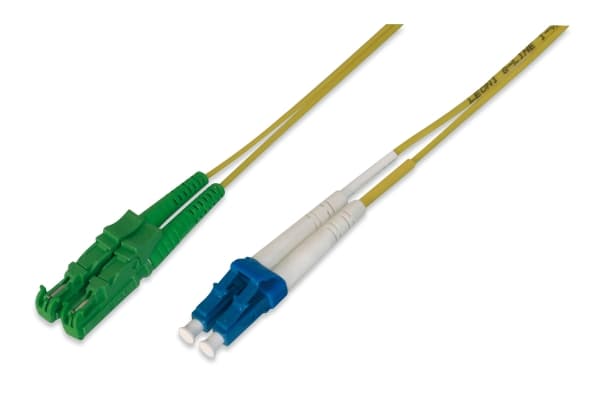 DIGITUS - Koblingskabel - LC/PC-enkeltmodus (hann) til E2000/PC-enkeltmodus (hann) - 5 m - fiberoptisk - dupleks - 9 / 125 micron - OS2 - gul