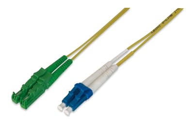 DIGITUS - Koblingskabel - LC/PC-enkeltmodus (hann) til E2000/PC-enkeltmodus (hann) - 5 m - fiberoptisk - dupleks - 9 / 125 micron - OS2 - gul