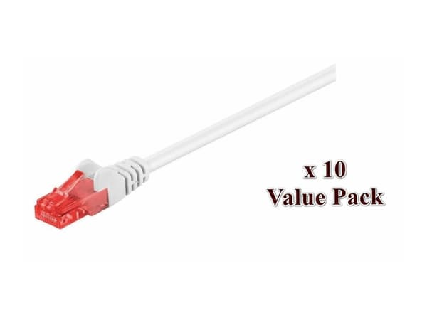 MicroConnect Value Pack - Nettverkskabel - RJ-45 (hann) til RJ-45 (hann) - 7 m - 6 mm - UTP - CAT 6 - flertrådet, rund - hvit (en pakke 10)