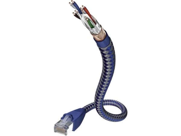 in-akustik Premium - Nettverkskabel - RJ-45 (hann) til RJ-45 (hann) - 50 cm - SF/UTP - CAT 6 - blå, sølv