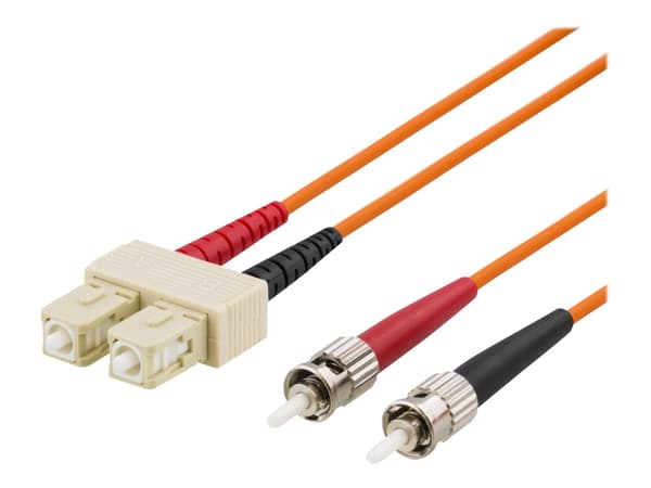 DELTACO OM1 fiber cable, SC - ST, duplex, UPC, 62,5/125, 10m, orange
