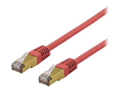 DELTACO SFTP-60RAH - Koblingskabel - RJ-45 (hann) til RJ-45 (hann) - 50 cm - SFTP - CAT 6a - halogenfri, formstøpt - rød