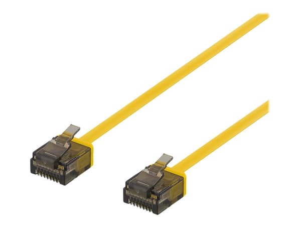 DELTACO U/UTP Cat6a patch cable, flat, 0.5m, 1mm thick, yellow
