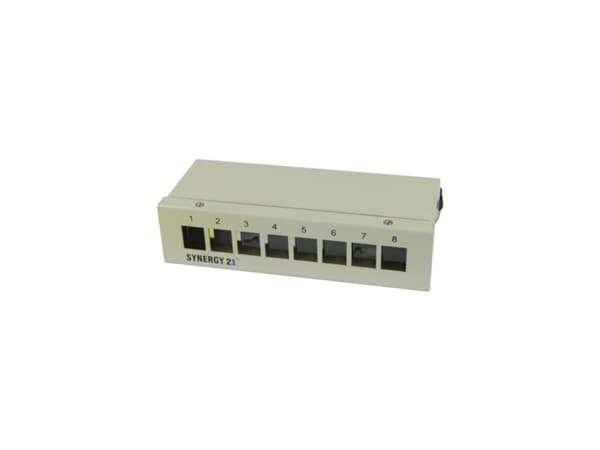 Keystone modulbærer patchpanel for 8x overflatemontert TP-modul metall lysegrå Synergy 21