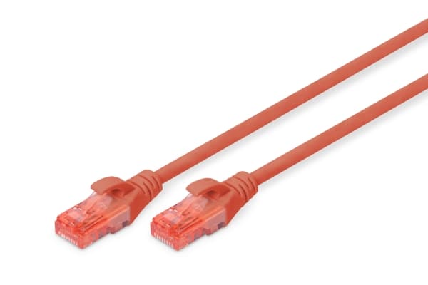 DIGITUS Professional - Liitäntäkaapeli - RJ-45 (han) til RJ-45 (han) - 2 m - UTP - CAT 6e - IEEE 802.3 - halogenfri, formet, knastfri - rød