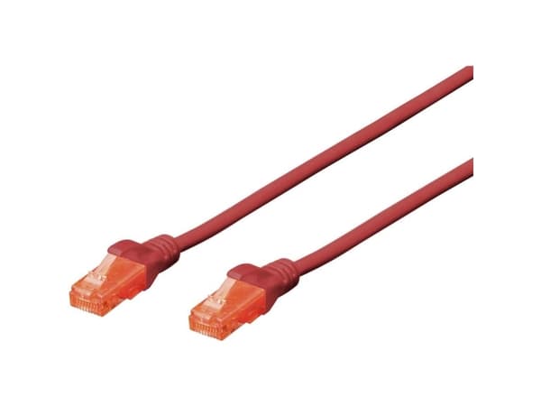 DIGITUS Professional - Liitäntäkaapeli - RJ-45 (han) til RJ-45 (han) - 2 m - UTP - CAT 6e - IEEE 802.3 - halogenfri, formet, knastfri - rød