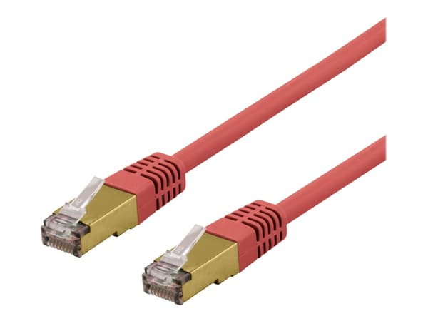 DELTACO - Koblingskabel - RJ-45 (hann) til RJ-45 (hann) - 2 m - SFTP - CAT 6a - halogenfri, formstøpt - rød